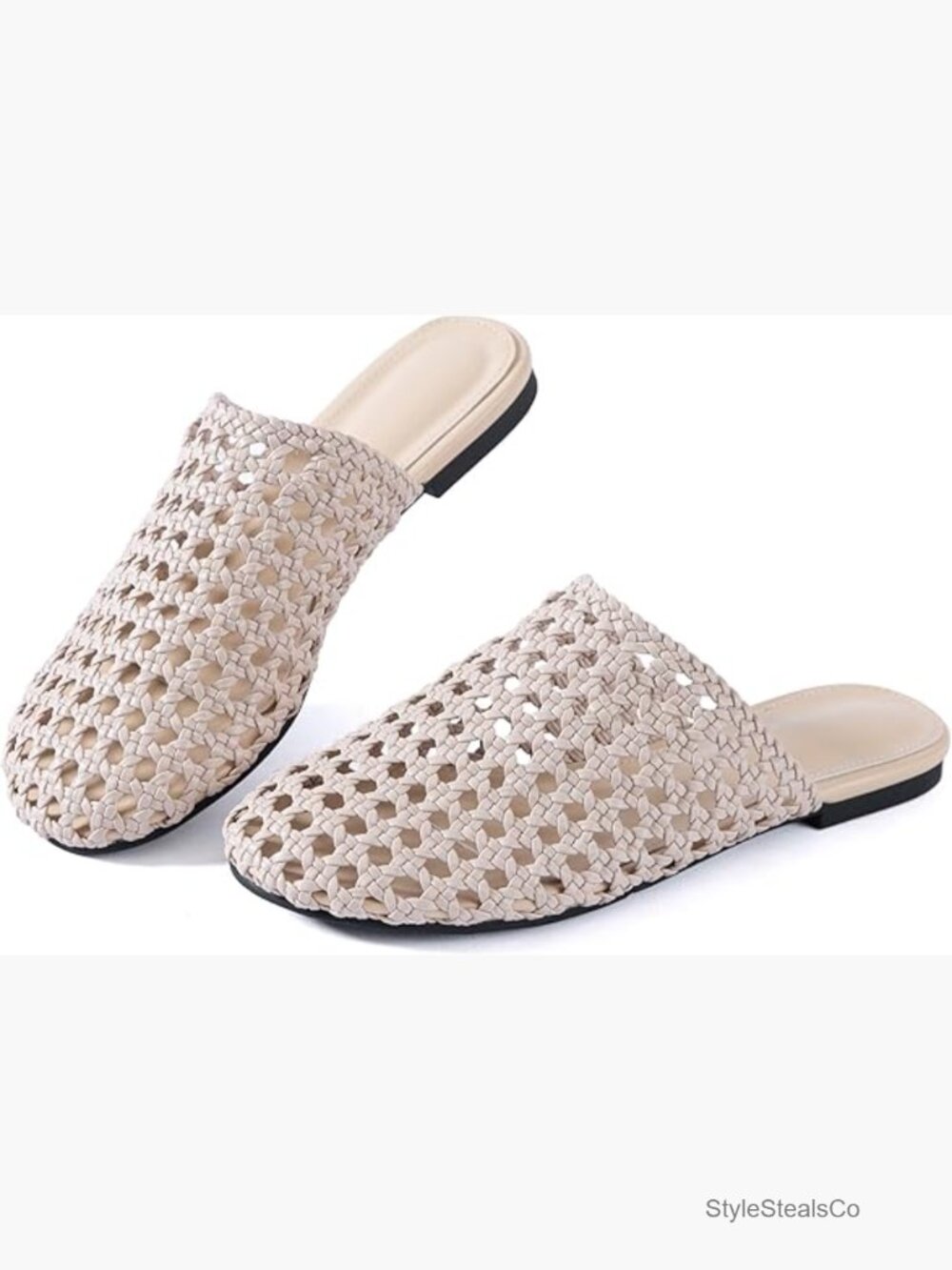 Women's Mesh Knit Flat Sandals Slip-On Cushioned Non-Slip Casual Slides